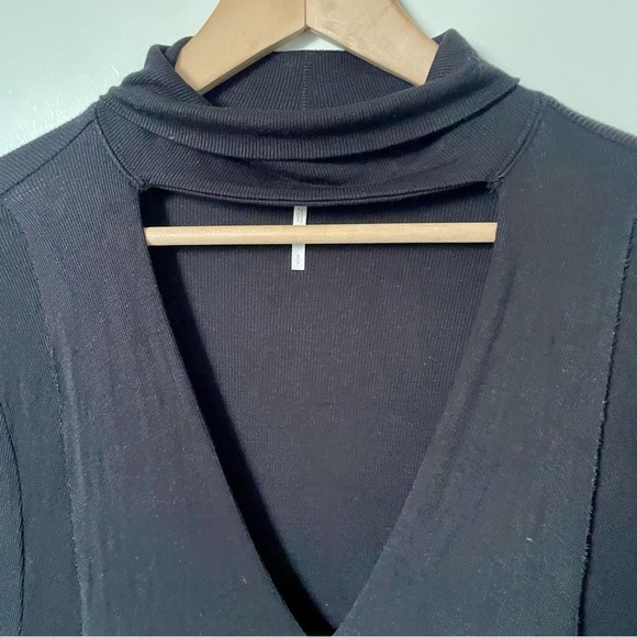 Free People Uptown Turtleneck Longsleeve Ribbed Top Black Size Small - Picture 5 of 9
